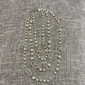 Pearl & Crystal Multi-Strand Necklace - not real Faux Pearls